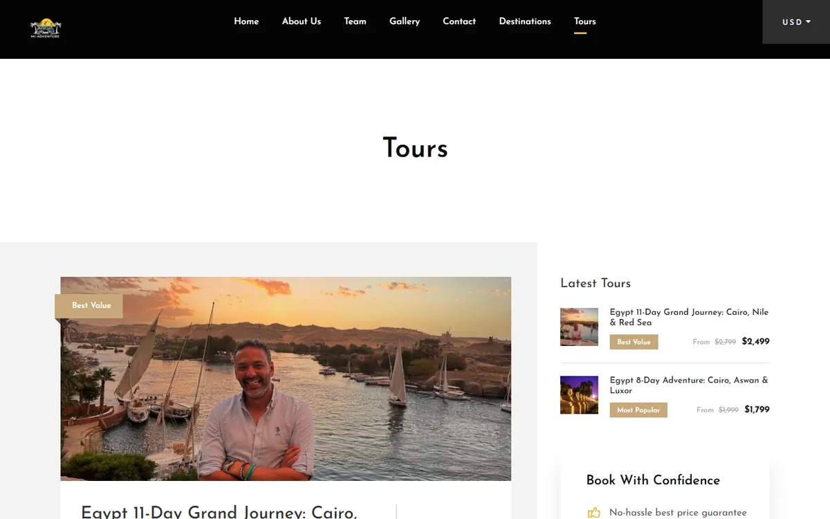 Tours listing