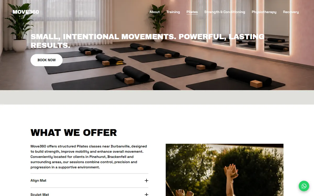 Move360 Pilates page