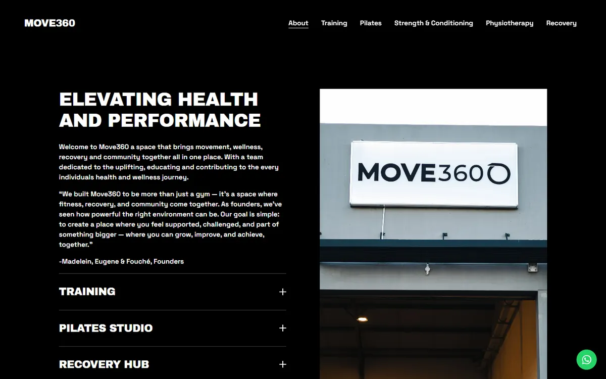 Move360 homepage: Elevating health and performance